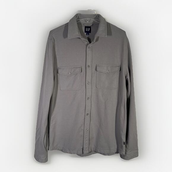 Gap Men's Long Sleeve Knit Button Down Size M Grey - Picture 1 of 6